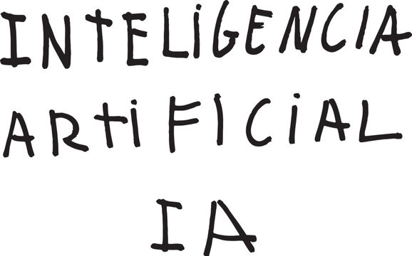 vector,  Artificial intelligence text handwritten with a marker, Spanish language;