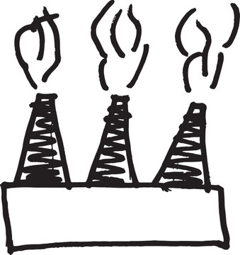 vector, Marker drawing of a factory emitting smoke