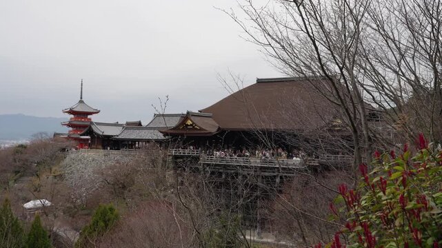 Famous Kiyomizu dera temple in Kyoto Japan UNESCO heritage landmark
