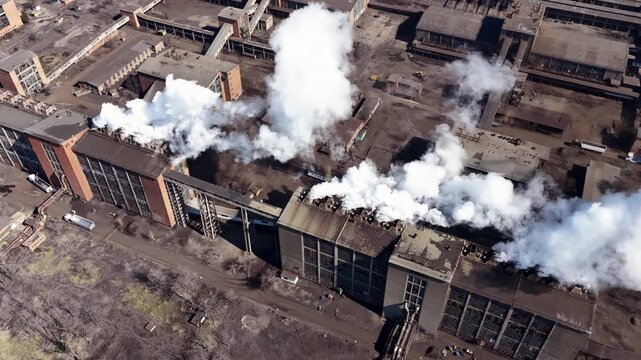 Aerial view to a coal-fired power plant in Eastern Europe, Stara Zagora Region, Bulgaria