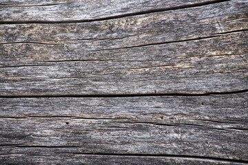 Fototapeta premium Weathered Wood Planks Texture Background With Rustic Aged Grain, Natural Cracks and Horizontal Lines