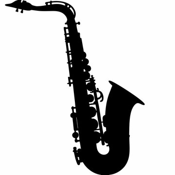 alto saxophone silhouette illustration for music instrument jazz performance and sound design