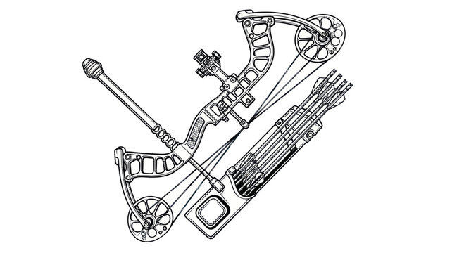 Compound Bow and Arrows - Archery Equipment Illustration