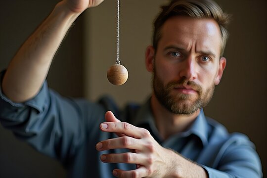 Intense Focus: Psychologist Hypnotizing Patient with Pendulum in Hypnotherapy Session