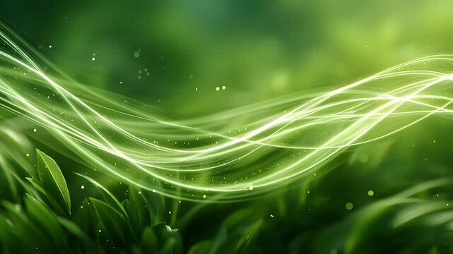 The clean lines of corporate data flow blend seamlessly with organic leaf shapes, rendered with gradient tones and soft lighting, a modern abstract botanical composition.