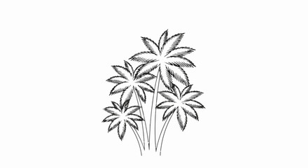 Obraz premium Sketchy illustration of a cluster of palm trees on a white background