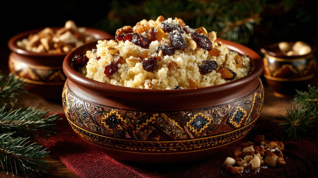Traditional Ukrainian Kutia Christmas sweet grain porridge