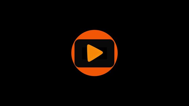 Television with play button line  animation. Tv video player flat , alpha channel. Stream show tv. Entertainment movies watching animated item 