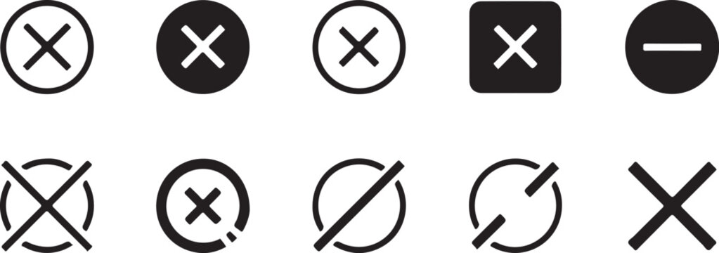 Collection of various reject and cancel icons