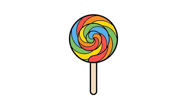 Colorful swirl lollipop candy sweet.