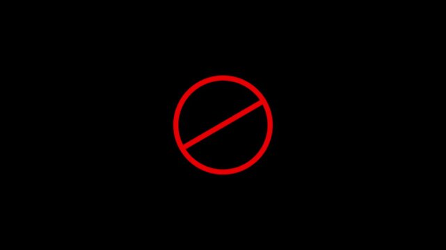  prohibition symbol no entry sign forbidden access alert warning danger caution restricted area stop symbol graphic element in  animation with alpha chann