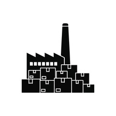 Naklejka premium Factory with Chimney and Stacked Boxes