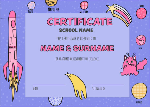 Space-Themed Academic Achievement Certificate Template