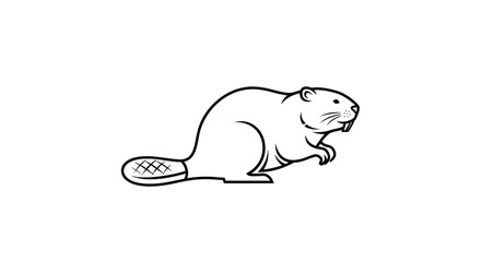 Simple Line Art Beaver Icon Vector Illustration © mus