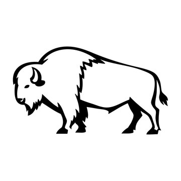 Logotipo fauna americana. Dibujo sencillo de un bisonte de perfil 
