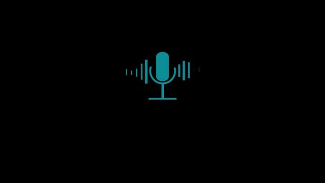 Microphone Voice recording podcast mic microphone button icon.Voice record icon. microphone icon animation Audio waveform spectrum animation.
