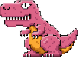 Pixel Art Cute T Rex Dinosaur Pink Retro 8 Bit Cartoon © sararoom