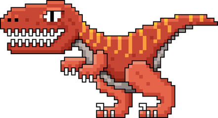 Pixel Art T Rex Dinosaur Retro 8 Bit Cartoon Character © sararoom