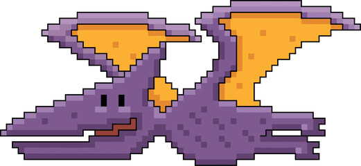 Pixel Art Pterodactyl Flying Dinosaur Retro 8 Bit Cartoon © sararoom