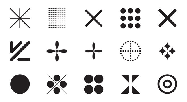 Camera aperture shutter icons set for photography equipment linear iris symbols on checkered background.