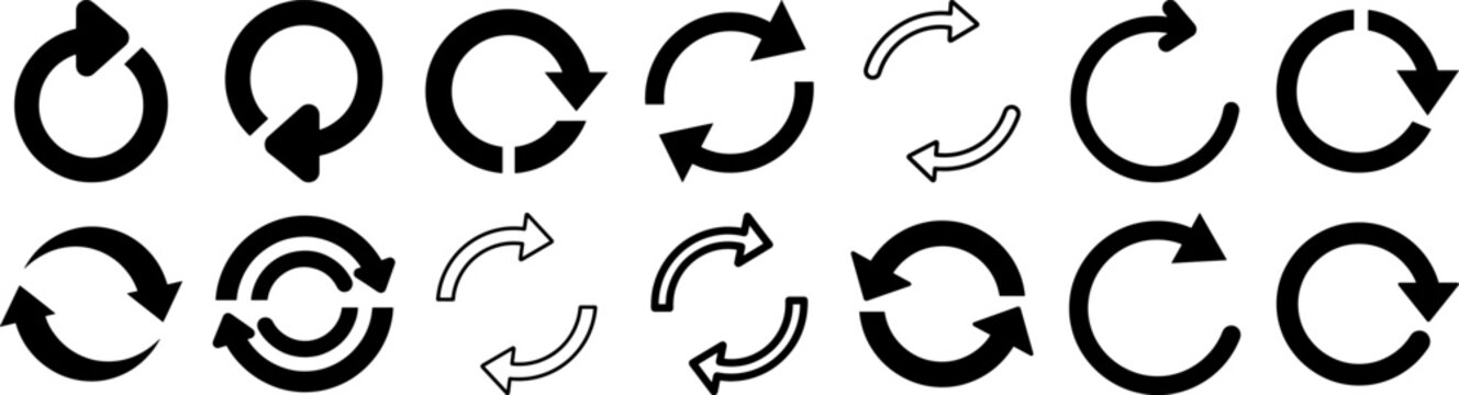 Collection of various circular arrow icons for navigation and direction