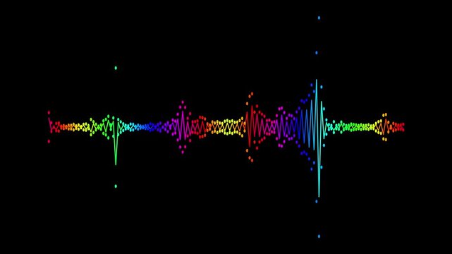 audio wave line animation with neon glow frequency spectrum for music visualization animation