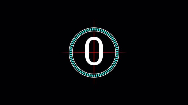 Circular 5 second countdown timer animation on transparent background, digital circle countdown video with alpha channel, 5 sec countdown timer video
