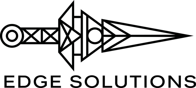 Edge Solutions Logo Emblem With Dagger Motif.