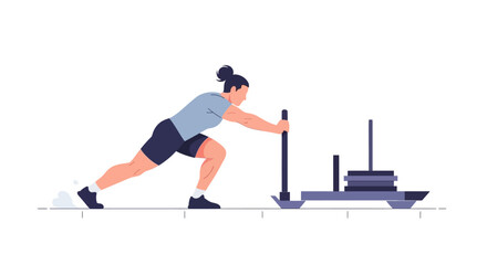 Fototapeta premium Athlete Pushing Heavy Sled in Intense Strength Training Workout