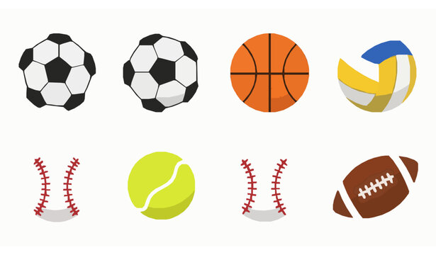 Sports ball icon set flat vector soccer basketball football volleyball collection