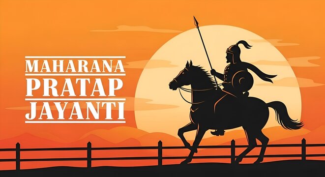 Maharana Pratap Jayanti Silhouette Illustration