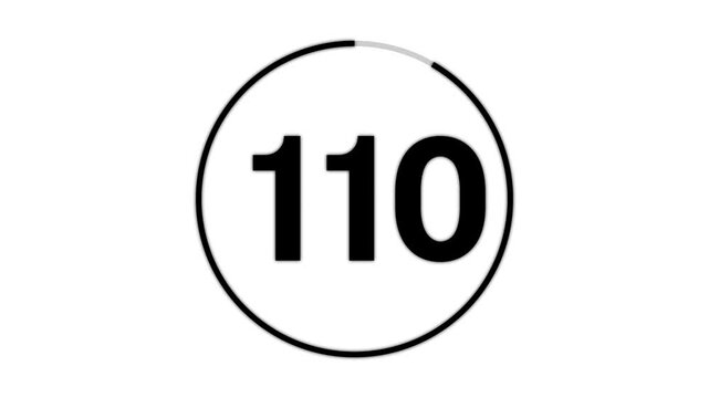 Minimal countdown timer animation from 120 to 0 seconds. Round circle 120 seconds countdown. High quality 4K video.