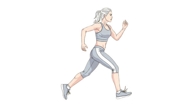 Woman runs swiftly wearing sports gear on a transparent background PNG