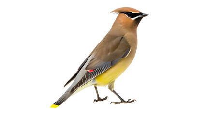 Cedar waxwing stands  isolated on transparent background cut out © AAAstock2025