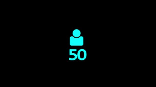 person profile icon counter animation. User icon count up 1&ndash;200. user count increasing concept.