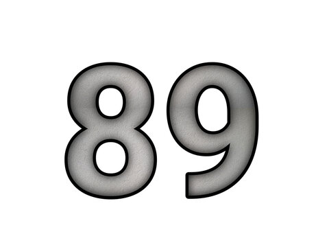 Number 89 Metallic Silver Grey Gradient 3D Style Bold Numerical Symbol