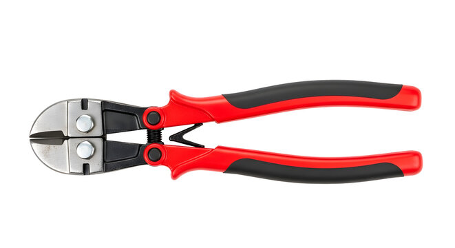 Heavy-duty bolt cutters with red and black handles as transparent cutout