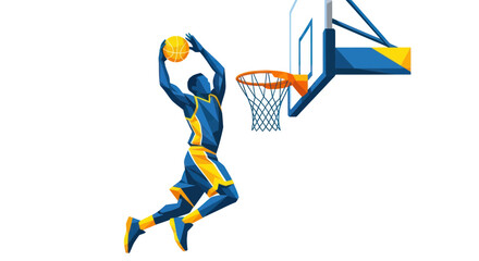 Basketball Player Dunking on White Background © roziah