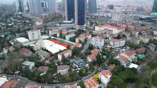 Istanbul/Turkey circa 2023: Levent district of Istanbul reveal shot
