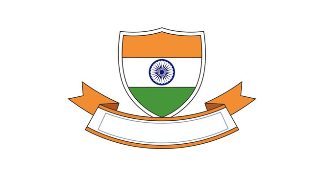 Indian Flag Emblem Shield Symbol.