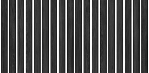 Obraz premium SEAMLESS pattern of charcoal wooden wall panel, isolated on transparent background. Decorative accent wall, space divider or fence design. 