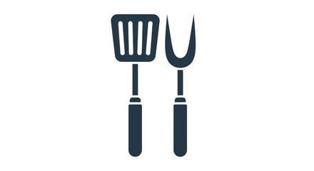 Naklejka premium Barbecue Grill Utensils, Spatula and Fork Icon Set, Cooking Tools