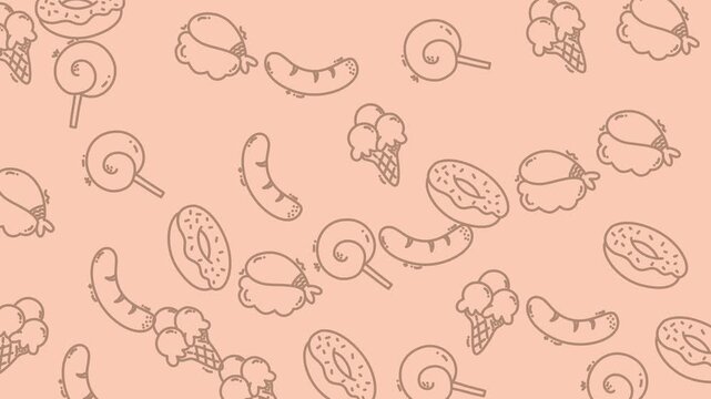 Video Focused Peanut Pattern Doodle Background.