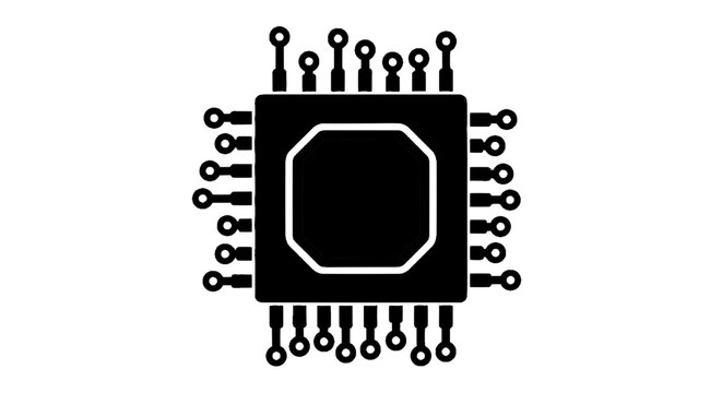 Vector illustration of microchip icon, integrated circuit symbol, computer processor flat vector illustration on a transparent background