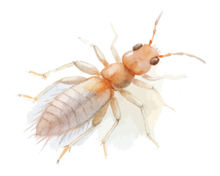 Watercolor Tiny Insect Clipart, Springtail Bug Illustration, Nature Micro Wildlife Art