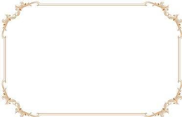 Elements of ornate vintage frames. Border gold on white classic calligraphy swirls, floral motifs. Design print for greeting cards, wedding invitations, restaurant menu, royal certificates. Set 81  © asesidea