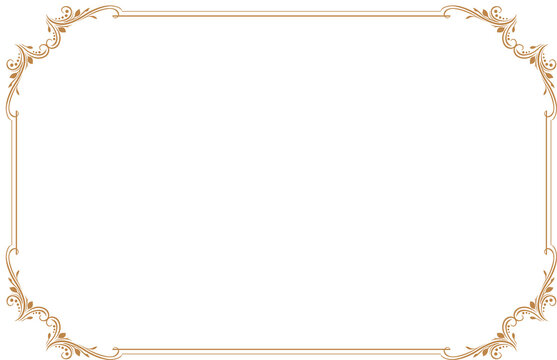 Elements of ornate vintage frames. Border gold on white classic calligraphy swirls, floral motifs. Design print for greeting cards, wedding invitations, restaurant menu, royal certificates. Set 81
