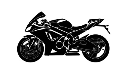 Obraz premium Vector illustration of black silhouette of a modern sport motorcycle on a transparent background