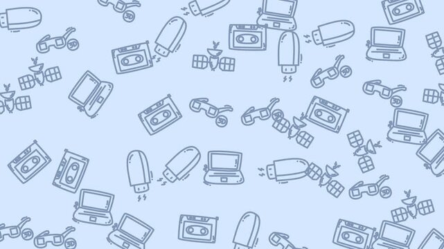 Video showcase of doodle cameras and money pattern in motion.