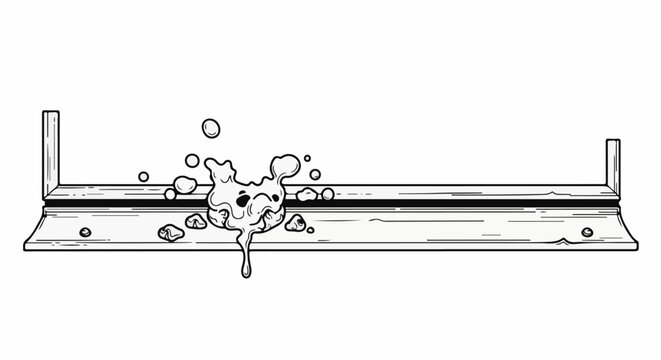 A cartoon skull-shaped blob drips from a ledge with bubbles